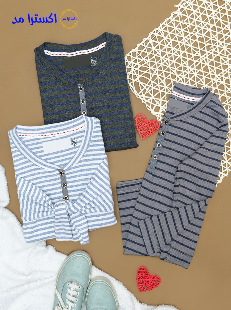 بلوز راه راه آستین سه ربع