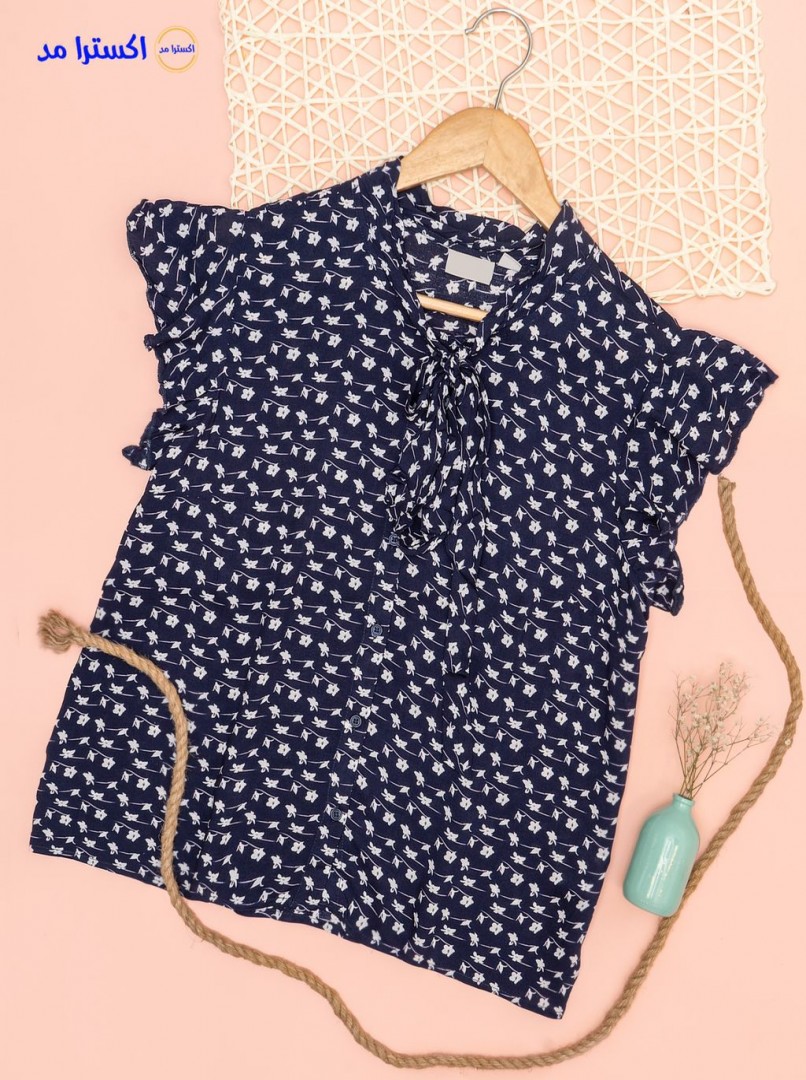 شومیز یقه گره blue کد97