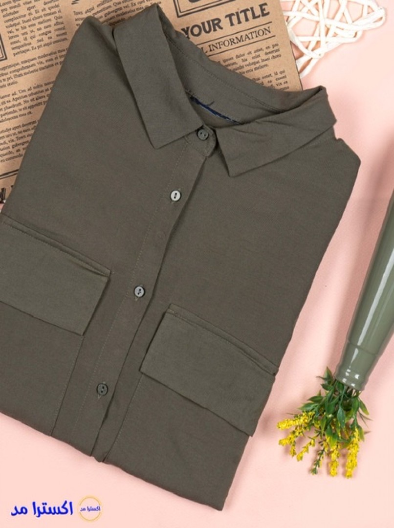 شومیز دوجیب یشمی