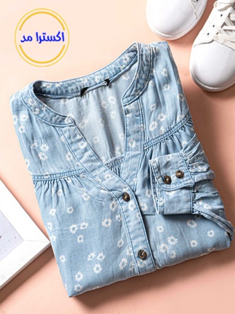 شومیز جین گلدار کد1164