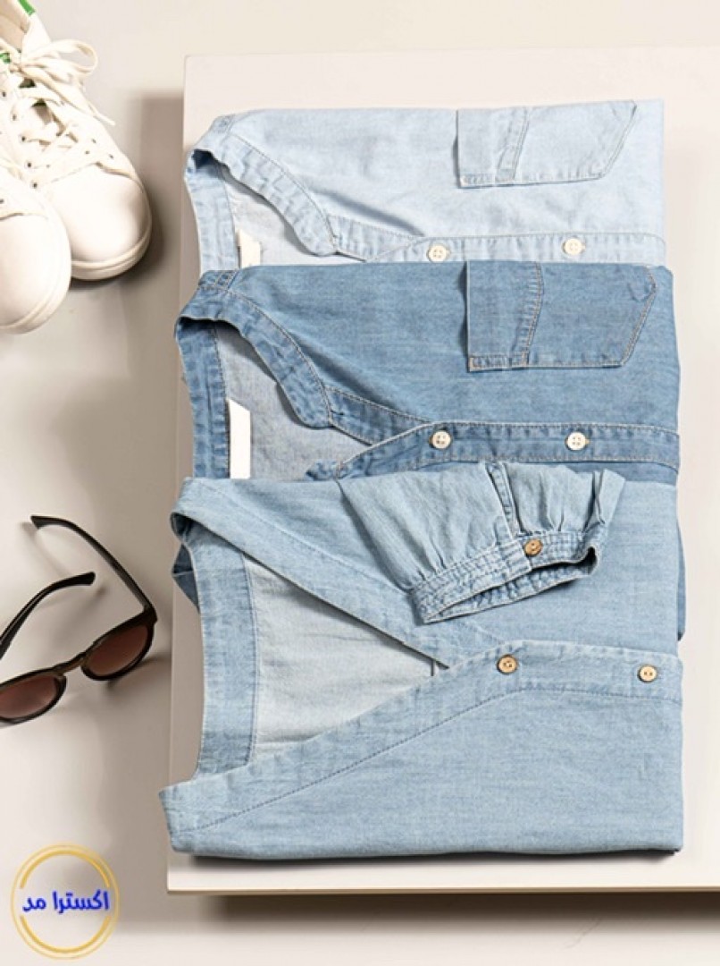 شومیز جین آستین سه ربع MAX کد1014