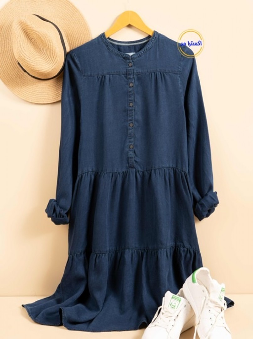 پیراهن جین چین دار کد1235