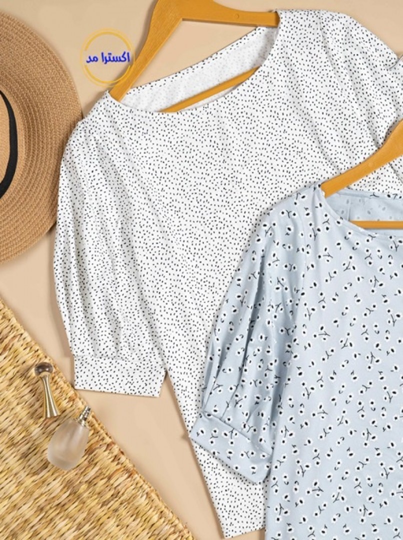 بلوزآستین سه ربع طرحدار