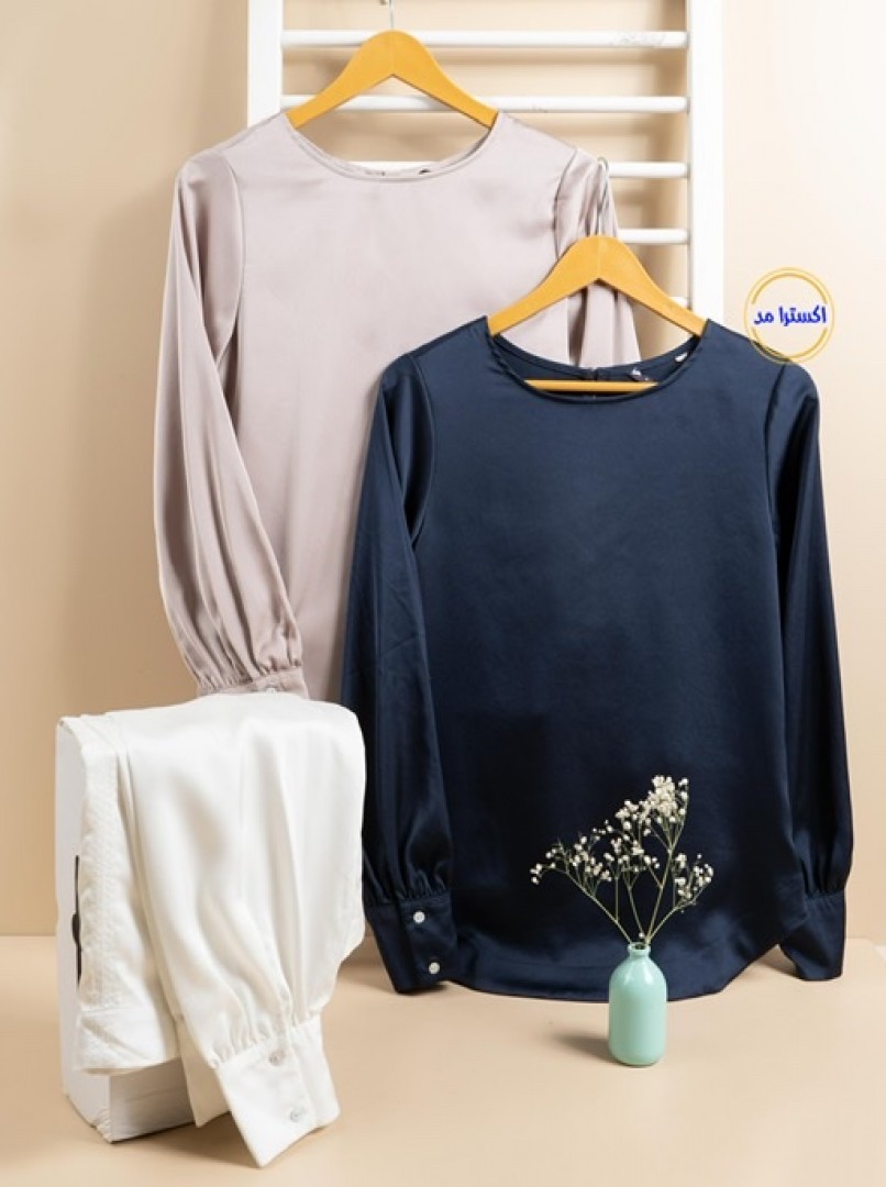 شومیز ساتن یقه گرد