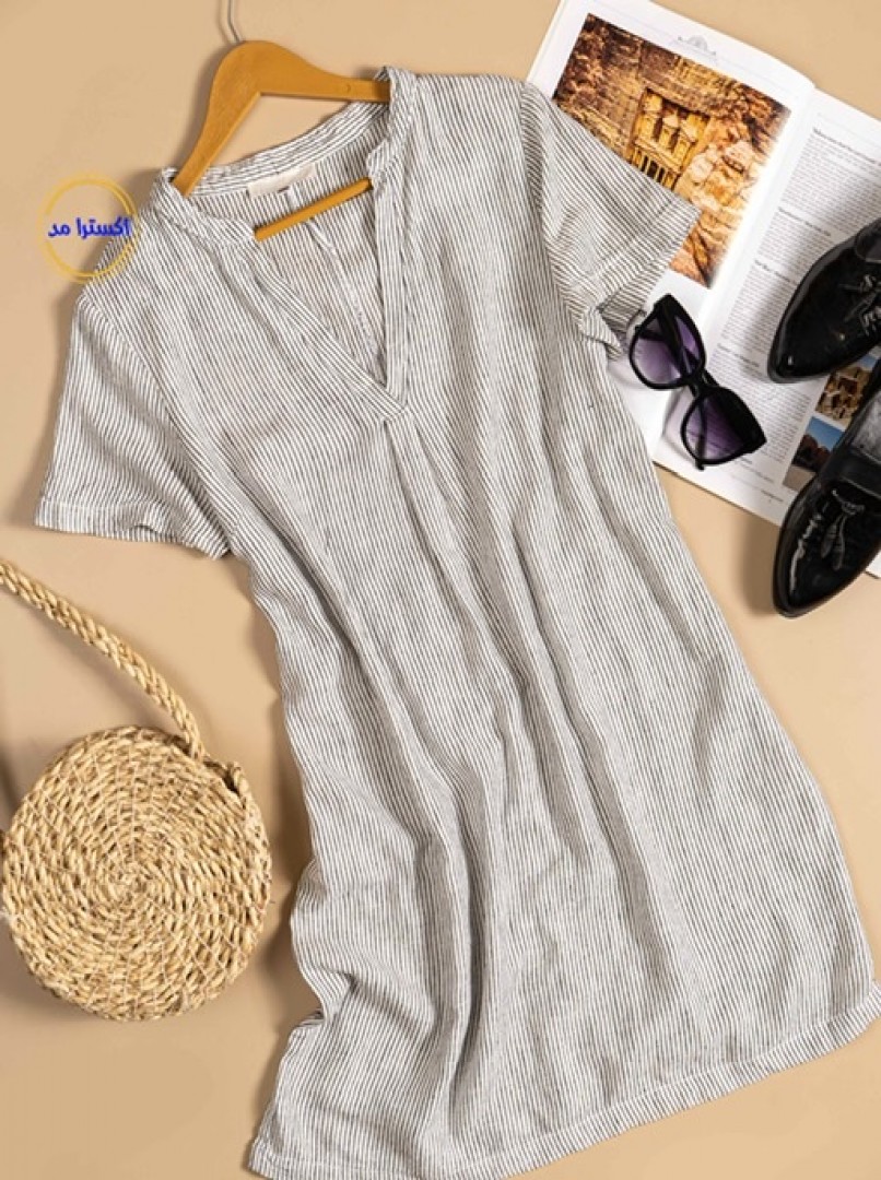 پیراهن لینن یقهH&M V کد1700