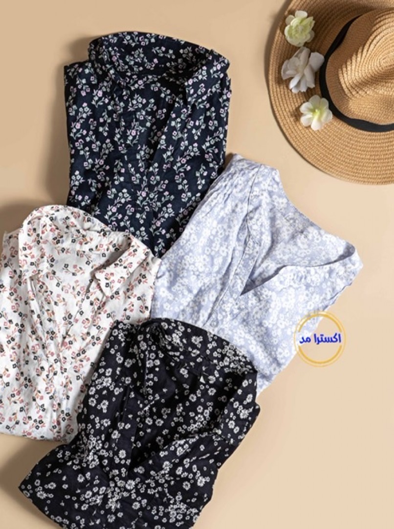 شومیز یقهV گلدار کد1885