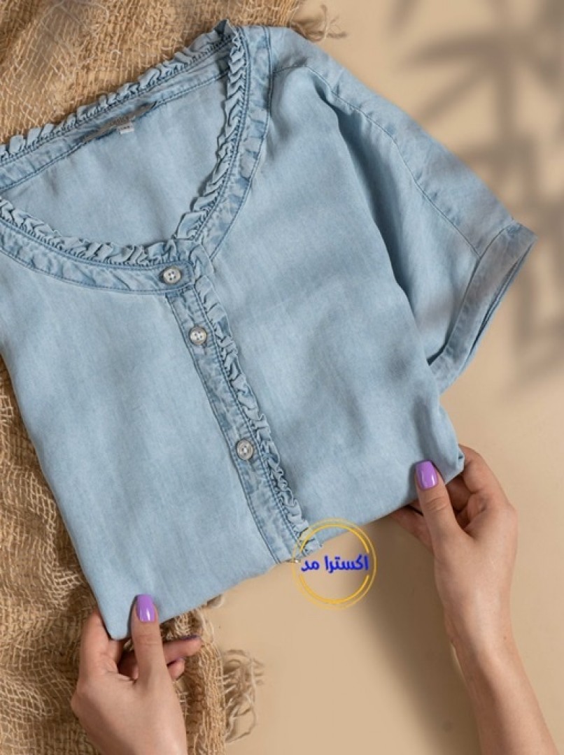 شومیز آستین کوتاه جین کد1892-1