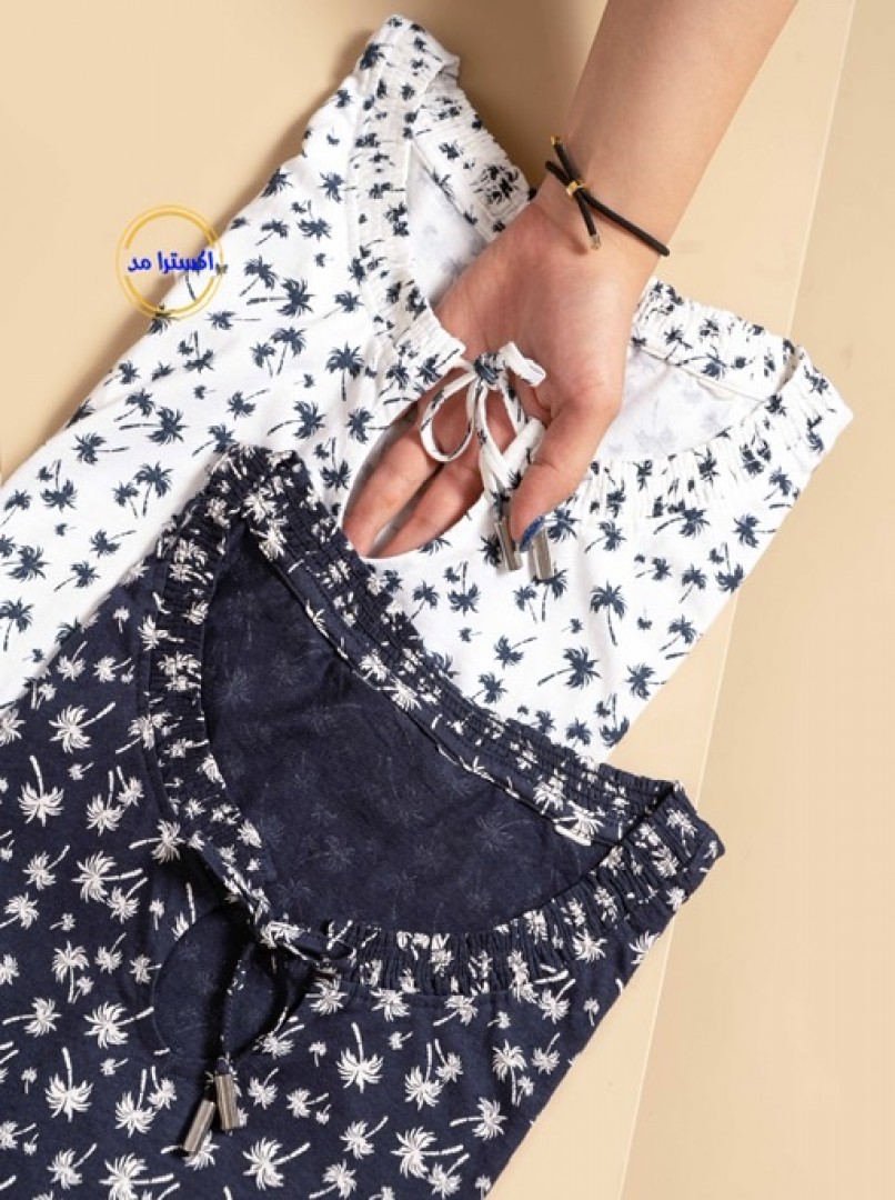 تیشرت یقه بنددار طرح نخل کد3036