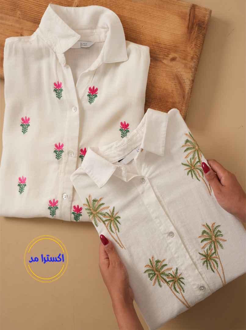 شومیز لینن گلدوزی  کد9580