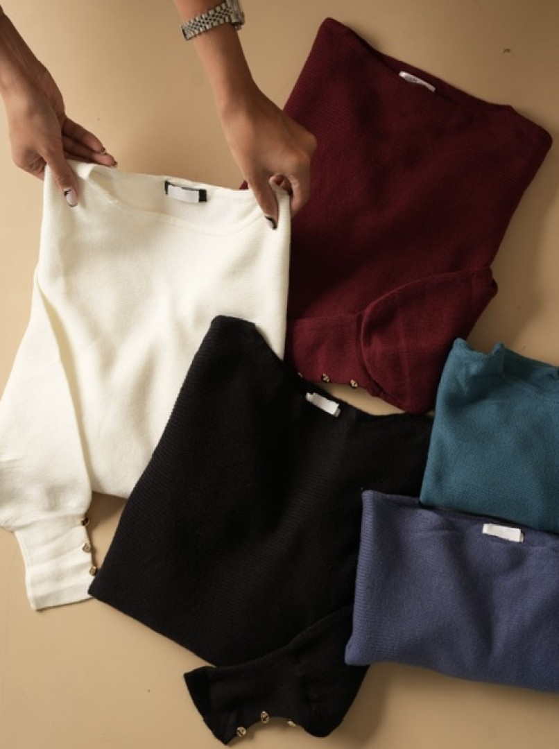 بلوز بافت زنانه کیمونو دکمه‌دار  کد1524