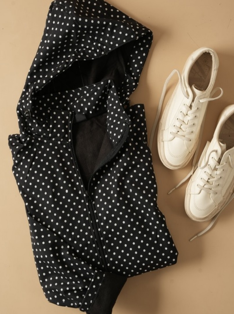 بارونی توکُرکدار مشکی خال‌خال کد1597