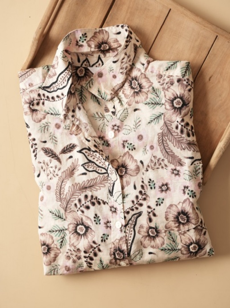 شومیز طرحدار  لینن کد 1595