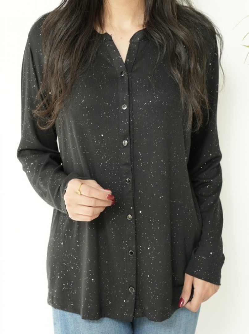 شومیز  مشکی شاین ترک کد1617