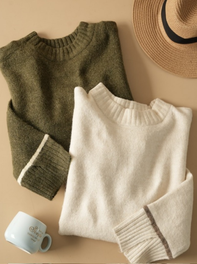 بافت زنانه یقه‌گرد طرح مینیمال کد1675-8