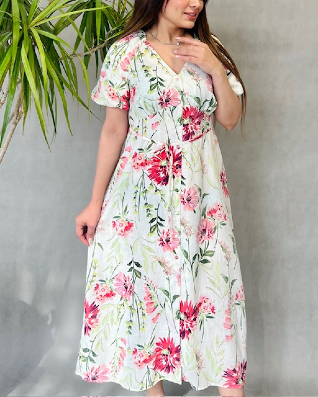 پیراهن لینن گلدار کد1730