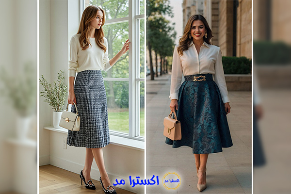 ترکیب بلوز ساده با دامن برای مجالس
