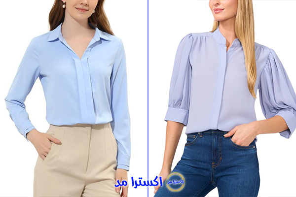 شومیز زنانه آبی آسمانی و آبی پودری