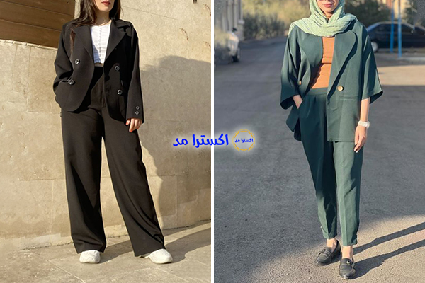 استایل دخترانه دانشگاهی با کت اورسایز لینن