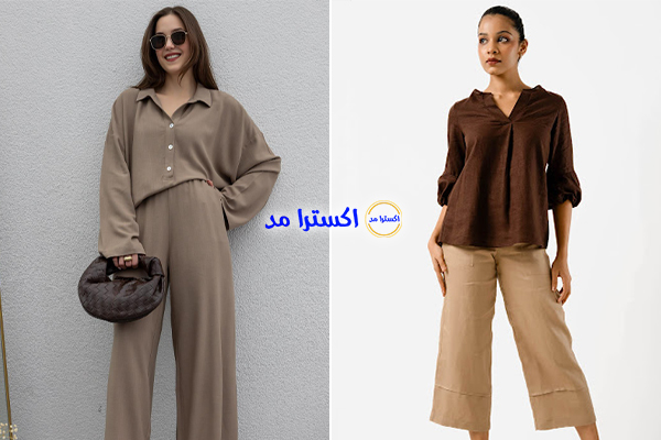 شومیز لینن قهوه‌ای