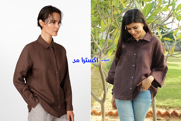استایل با شومیز لینن قهوه‌ای