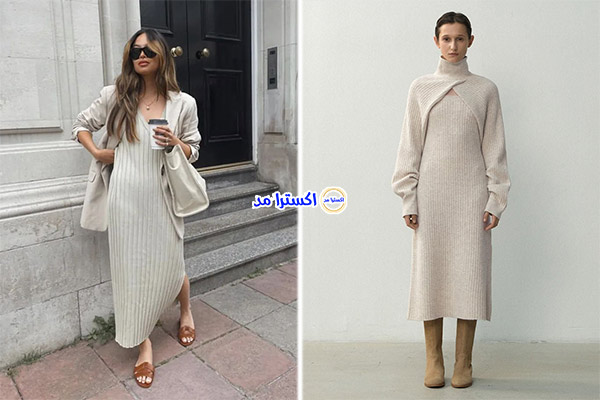 ترکیب پیراهن بافت زنانه با لباسهای رویی