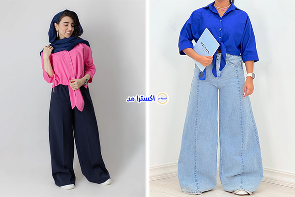 استایل شومیز گرهای با شلوار بگ