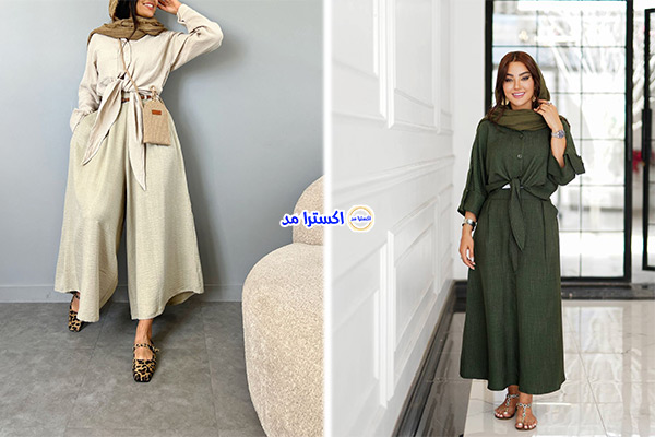 استایل شومیز گرهای با دامن شلواری