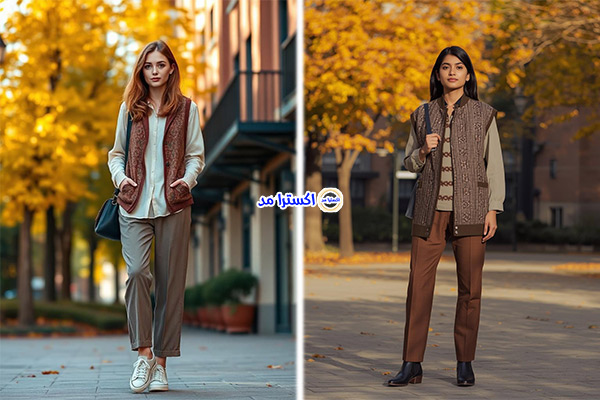 وست طرح سنتی با شومیز آزاد و شلوار راسته