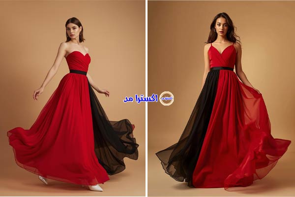 پیراهن ترکیبی قرمز و مشکی