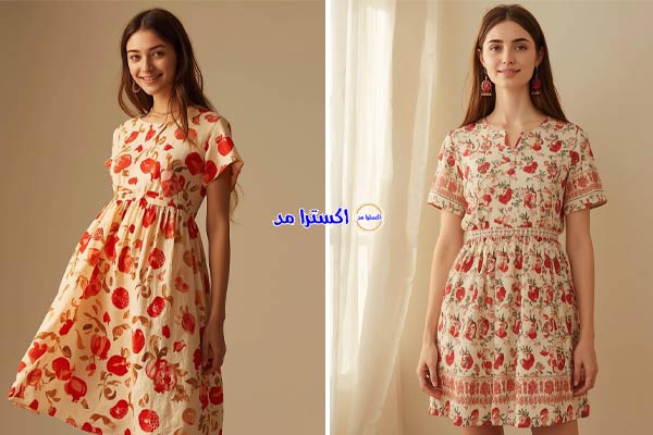 پیراهن کوتاه نخی با طرح انار