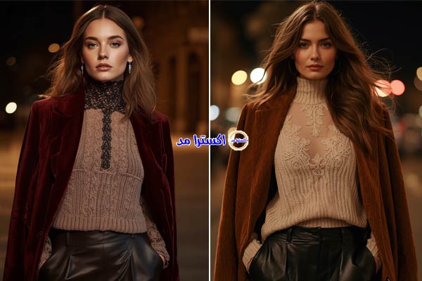 بلوز یقه اسکی بافتنی