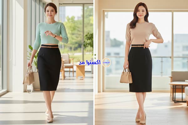 بلوز بافت کراپ با دامن مدادی مشکی