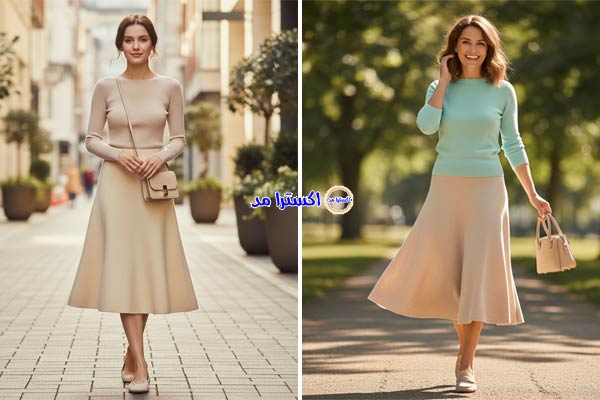 بلوز بافت ریز جذب با دامن بافت کلوش