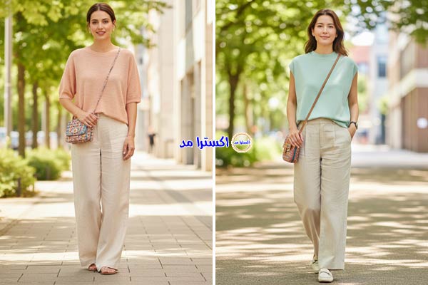 بلوز و تاپ بافت با شلوار لینن